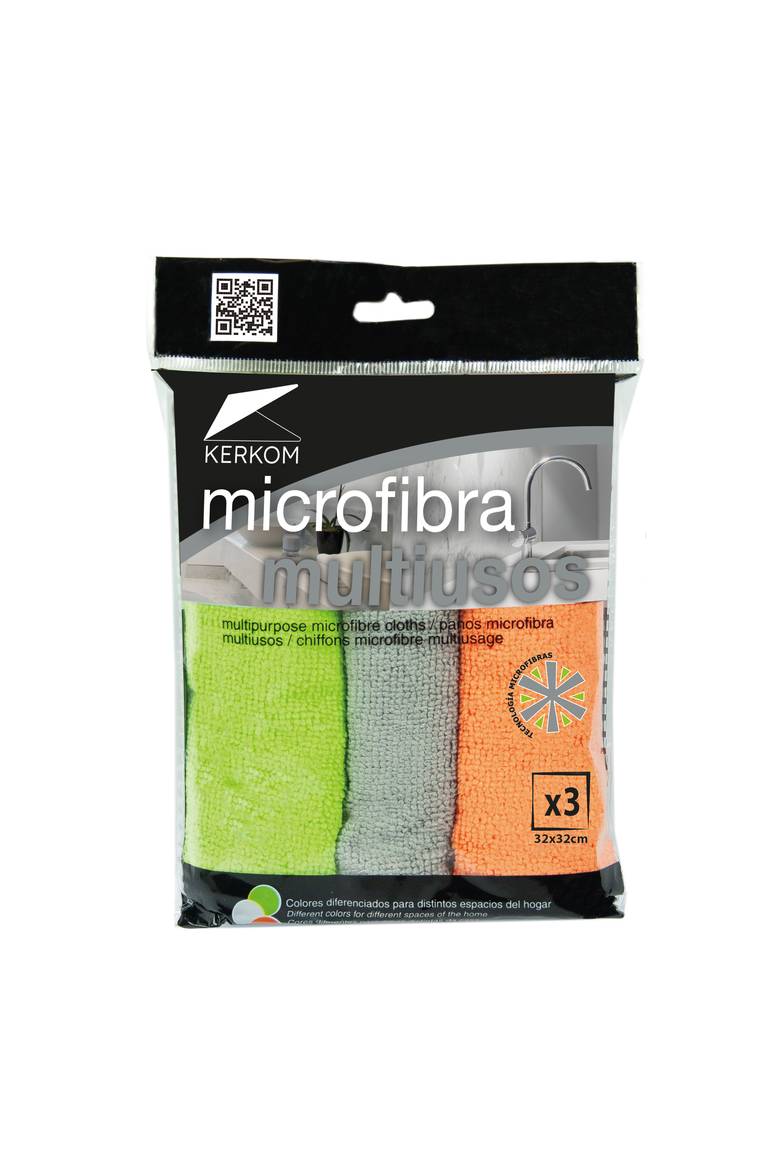 SET 3 BAYETAS ( LANILLAS ) MULTIUSOS MICROFIBRA 32 X 32 CMS